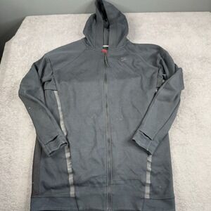 Nike Jacket Mens Medium Black Running Hooded Full Zip Lightweight Windbreaker **